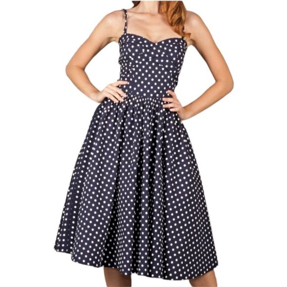 STOP STARING! Amery Retro Vintage Pin-up Style Polka Dot Swing Dress Small - Picture 1 of 9